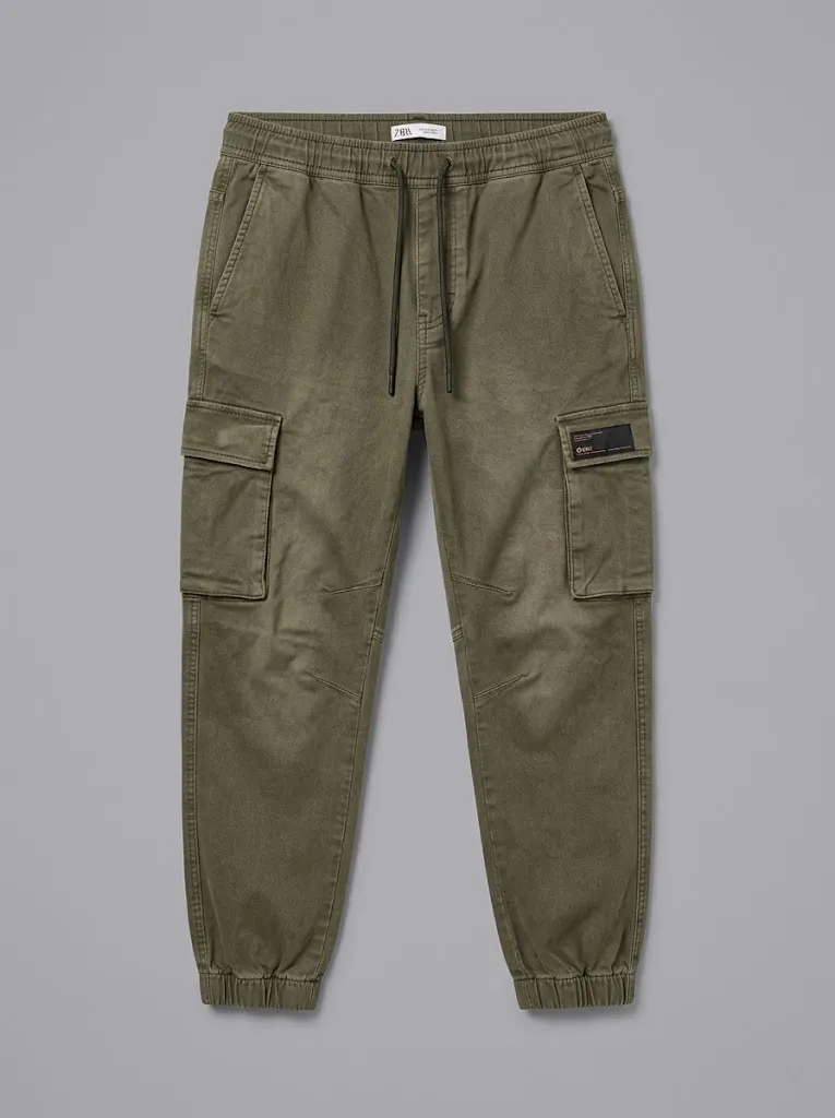 Zara jogger cargo caqui, talla W32 / 42