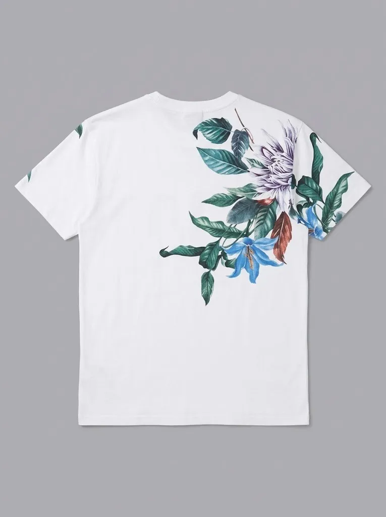 Critical Review camiseta blanca estampado floral, trasera