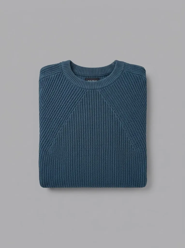 Pull & Bear jersey de punto azul oversized, doblado